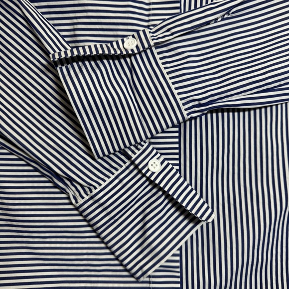 Lafayette 148 Womens Shirt XXS‎ Button Down Long Sleeve Striped Blue Tailored - Picture 5 of 9